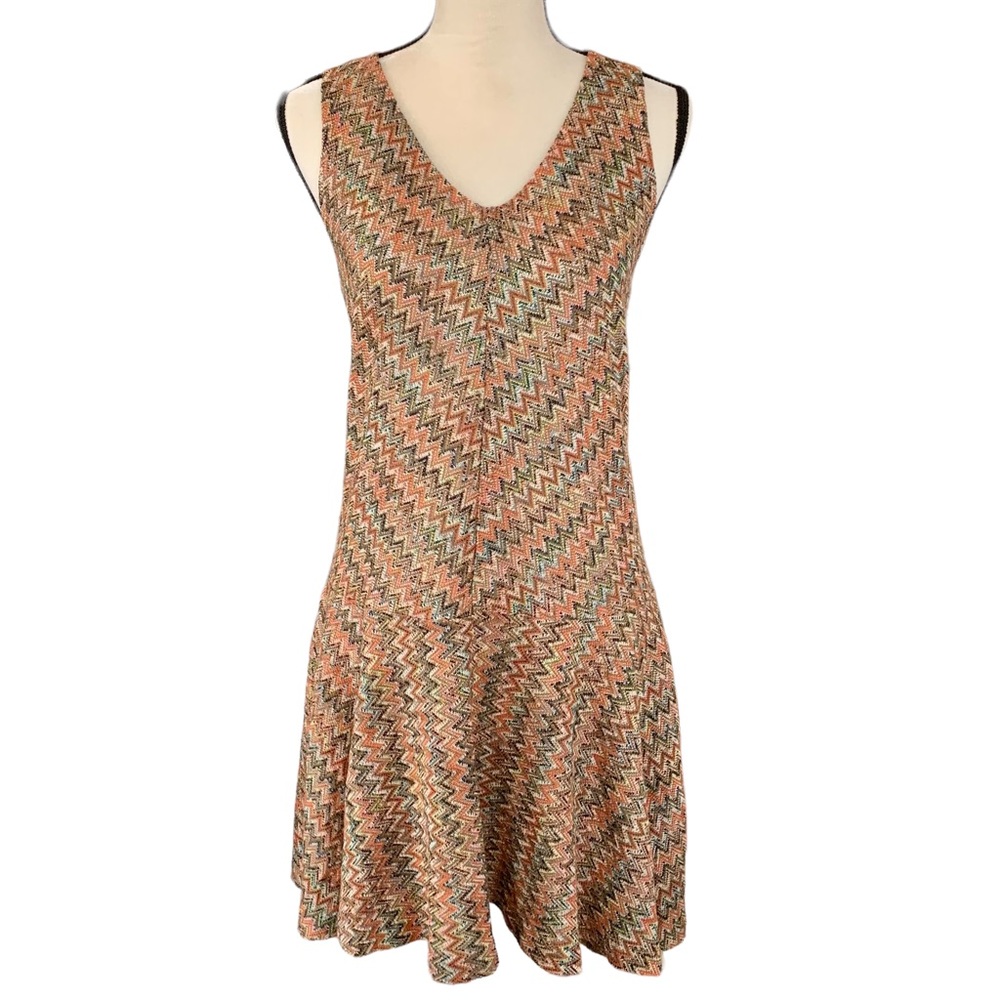 Anthro Maeve Westwater Chevron Knit Sleeveless Drop Waist Dress Size Small